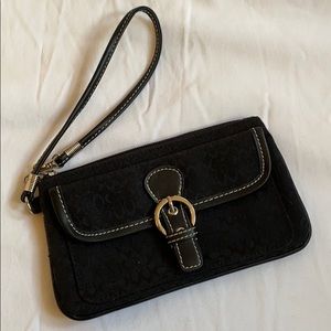 Coach logo wristlet with buckle Black